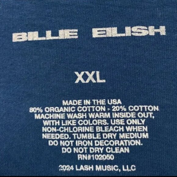 BILLIE EILISH Hit Me Hard and Soft 2024 LOS ANGELES Tour Tshirt Pop Up Shop XXL - Picture 4 of 4